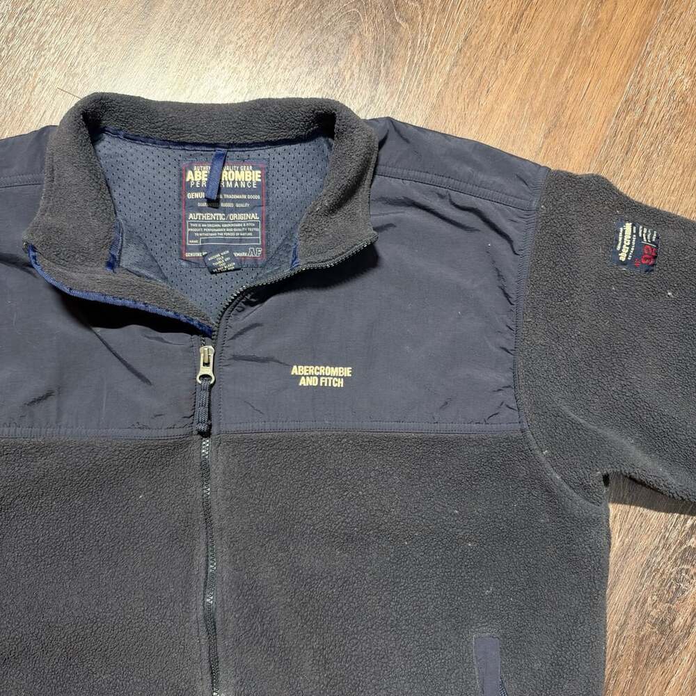 Essential Vintage Abercrombie & Fitch Fleece Jacket Size XL Navy Blue Full Zip